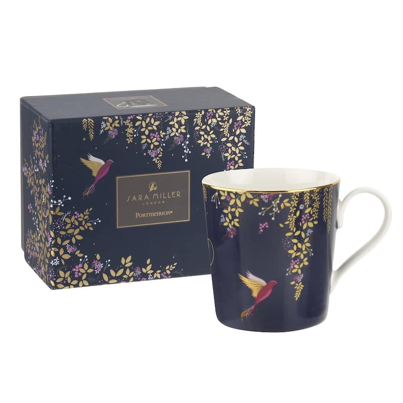 Sara Miller London for Portmeirion Chelsea Collection Mug - Navy, Birds