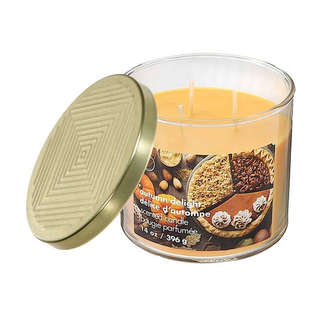 14 Oz 3 Wick Jar Candle With Lid (Autumn Delight)