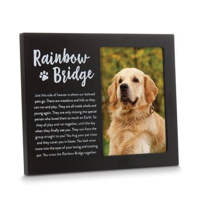Curata Black Wooden Rainbow Bridge Pet Memorial Remembrance 3.5x5 Photo Frame