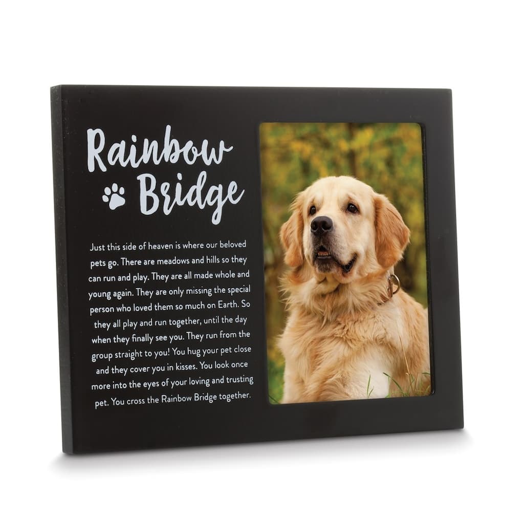 Curata Black Wooden Rainbow Bridge Pet Memorial Remembrance 3.5x5 Photo Frame