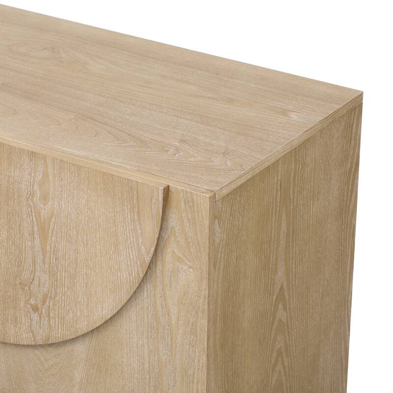 Sideboard with 4 Doors, Large Wooden Storage Cabinet, Accent Entryway Table with Semi-Circular Handles & Adjustable Shelves