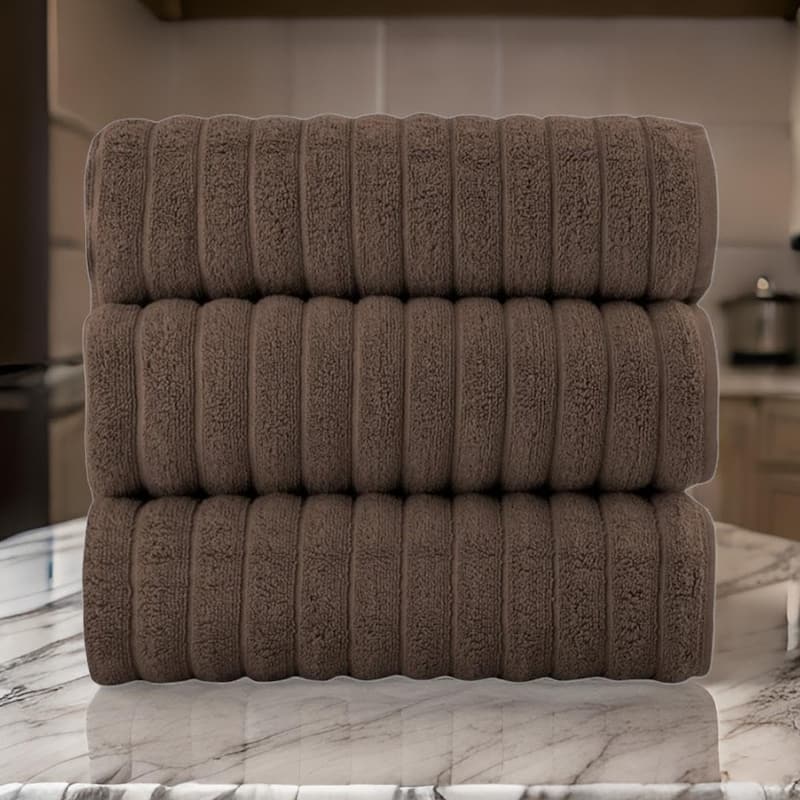 Classic Turkish Towels 100% Turkish Cotton Bath Sheets Plush Ribbed 3 Piece 40x65" - 40x65