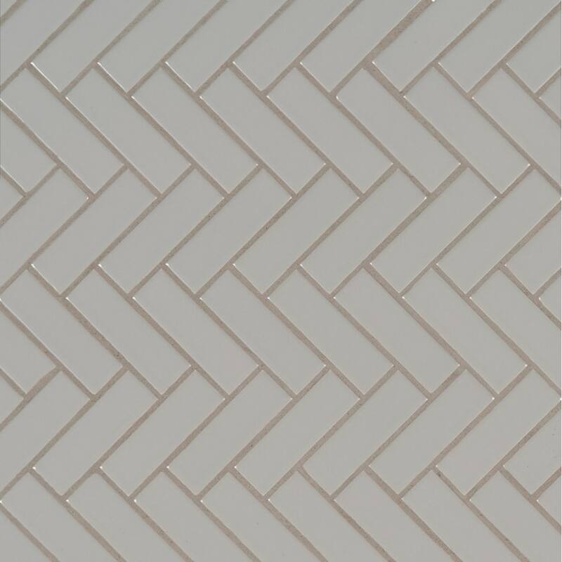 Ackland AKM-P-1X3HBG-CA 12" x 12" Ceramic and Porcelain Herringbone - Lume Gray