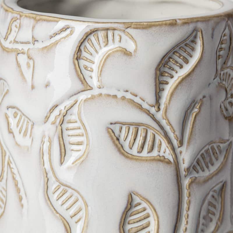 Carved White Ceramic Vase