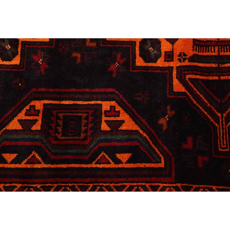 ECARPETGALLERY Hand-knotted Teimani Black, Orange Wool Rug - 4'3 x 6'6
