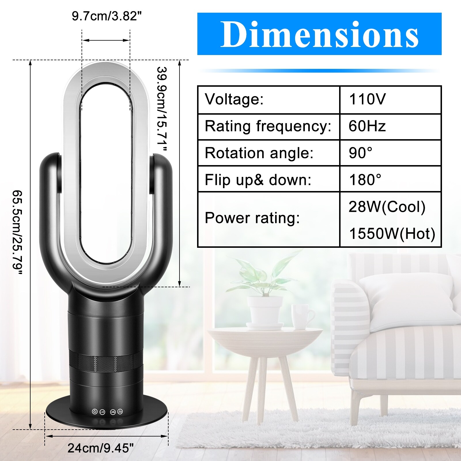 26 in. Space Heater Bladeless Tower Fan, Heater u0026 Coolingn Combo - Bed Bath  u0026 Beyond - 35591086