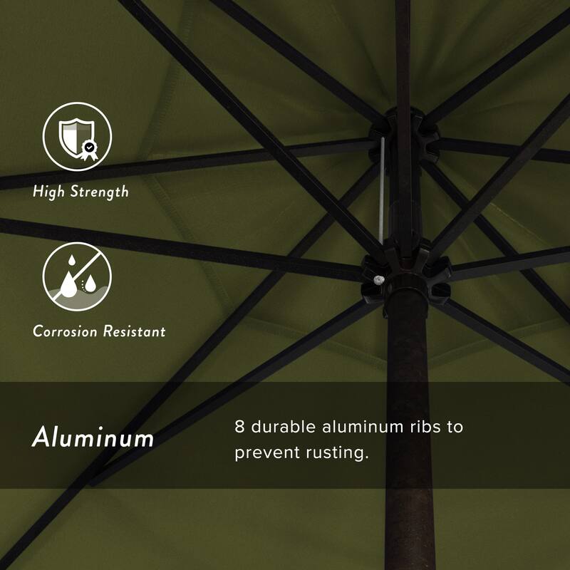 California Umbrella 7.5' Round Crank Lift Auto Tilt 8 Rib Aluminum Patio Umbrella, Bronze Finish, Pacifica Pacific Blue Fabric