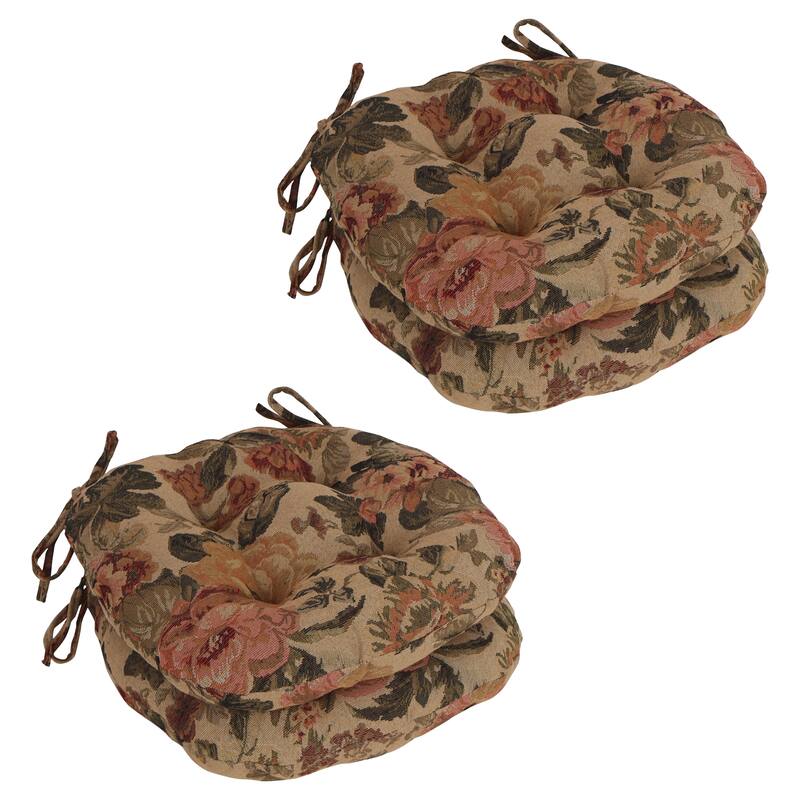 16-Inch Round Woven Tapestry Tufted Chair Cushions (Set of 2 or 4) - 16 x 16 - Hawthorne - Set of 4