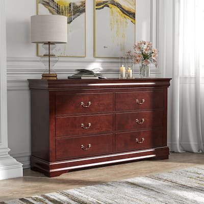 Furniture of America Mayday Traditional Solid Wood 6-Drawer Dresser