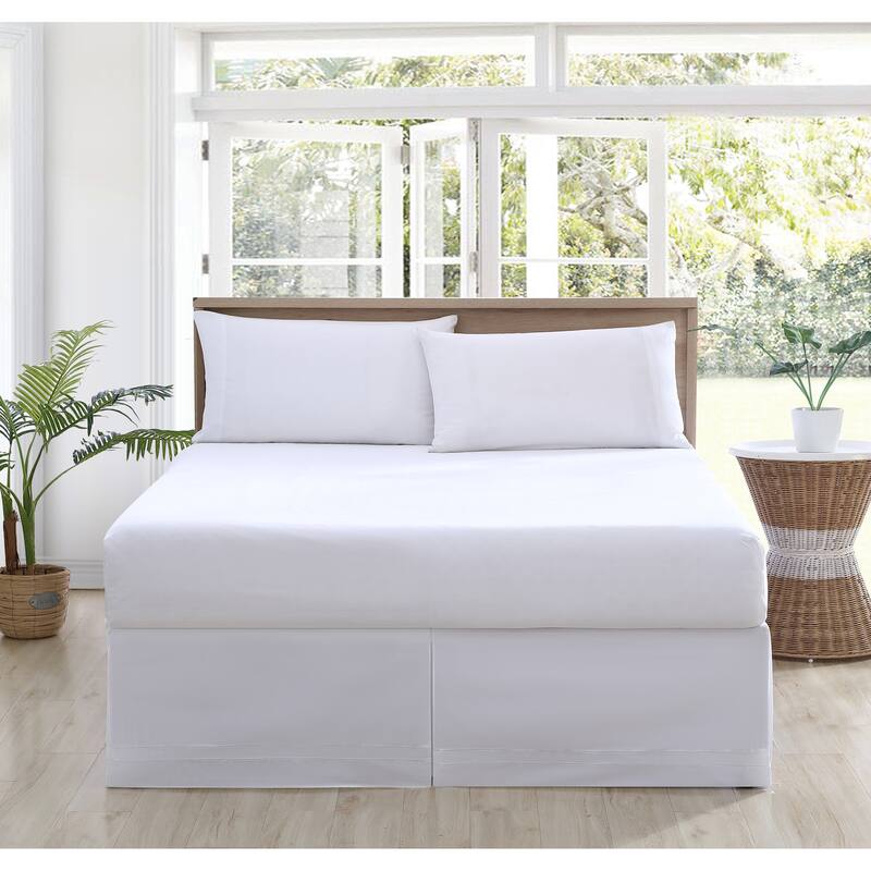 Tommy Bahama Solid Pleated Cotton Tailored White Bedskirt