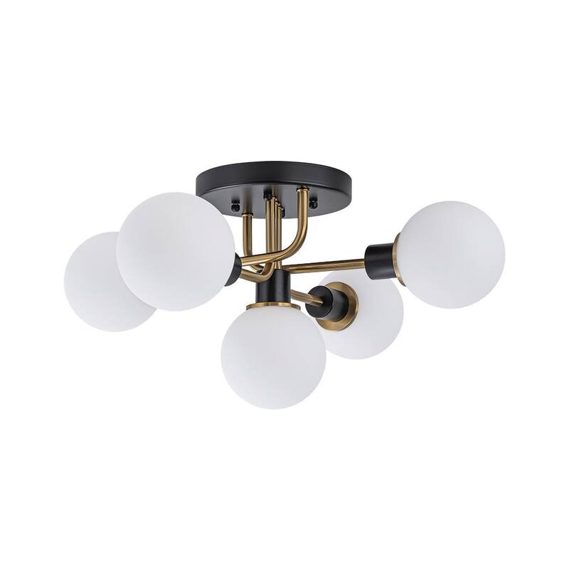 5-Light Tiered Glass Globe Sputnik Semi Flush Ceiling Light 21.3in