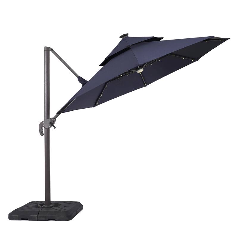 Furniture of America Spring 10-foot LED Steel Cantilever Offset Tilt Roma Umbrella