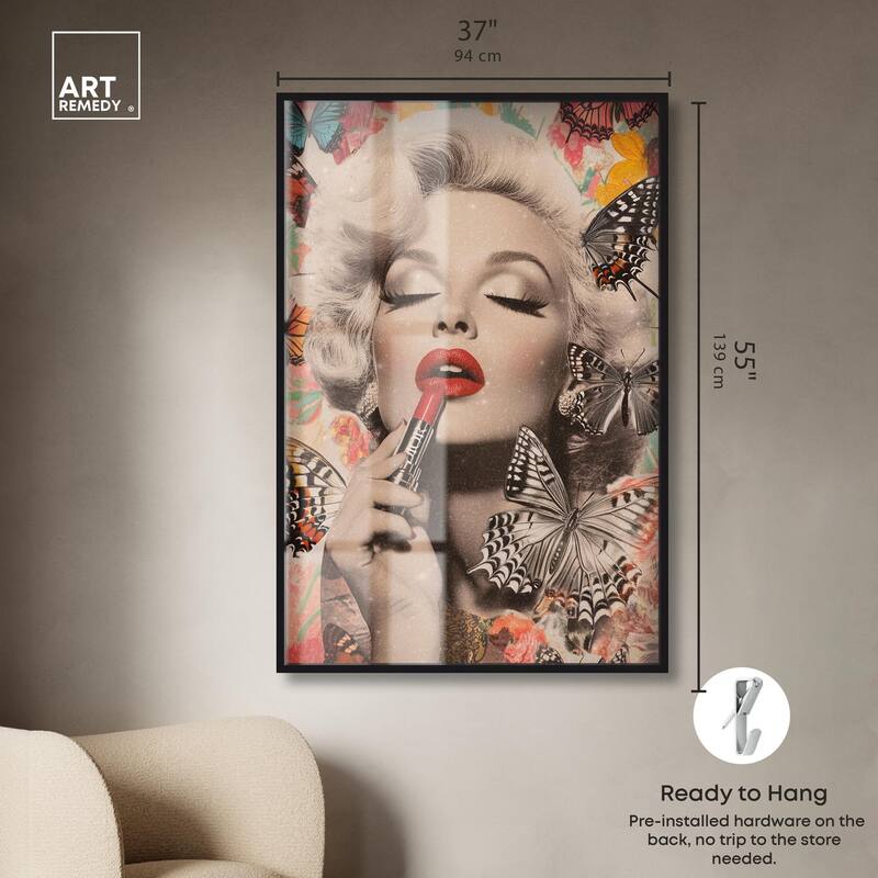 Iconic Lady Butterfly Collage Shadowbox by Art Remedy