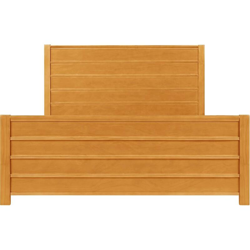 King Platform Bed Frame - Modern Low Profile Design, Solid Wood Slat Support, Easy Assembly, Oak Finish