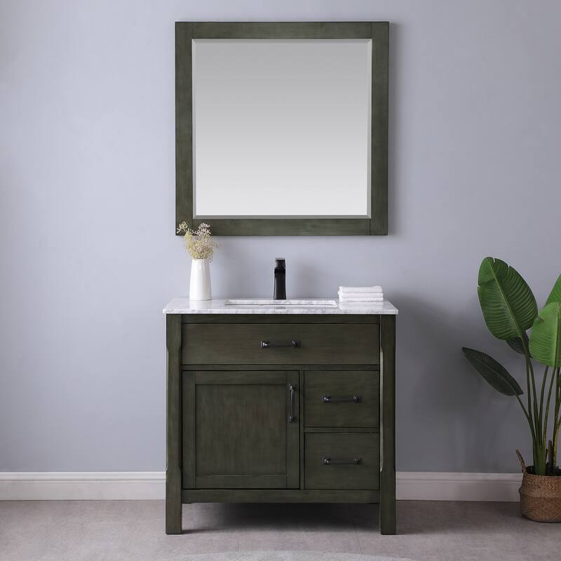 Altair Maribella Single Bathroom Vanity Set and Carrara White Countertop without Mirror