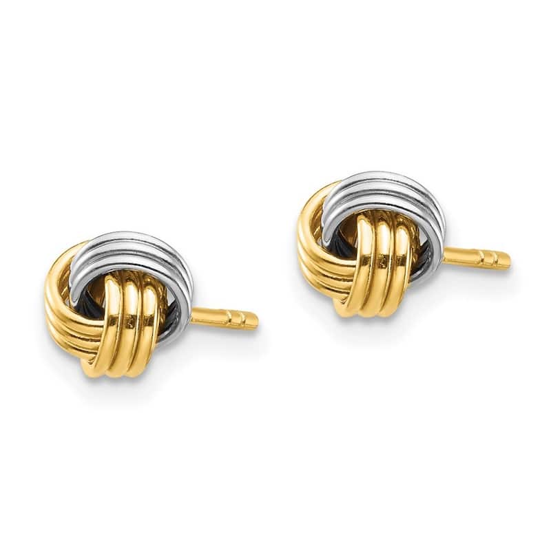 Curata 14k White Gold Rhodium 6.26mm Love Knot Post Earrings