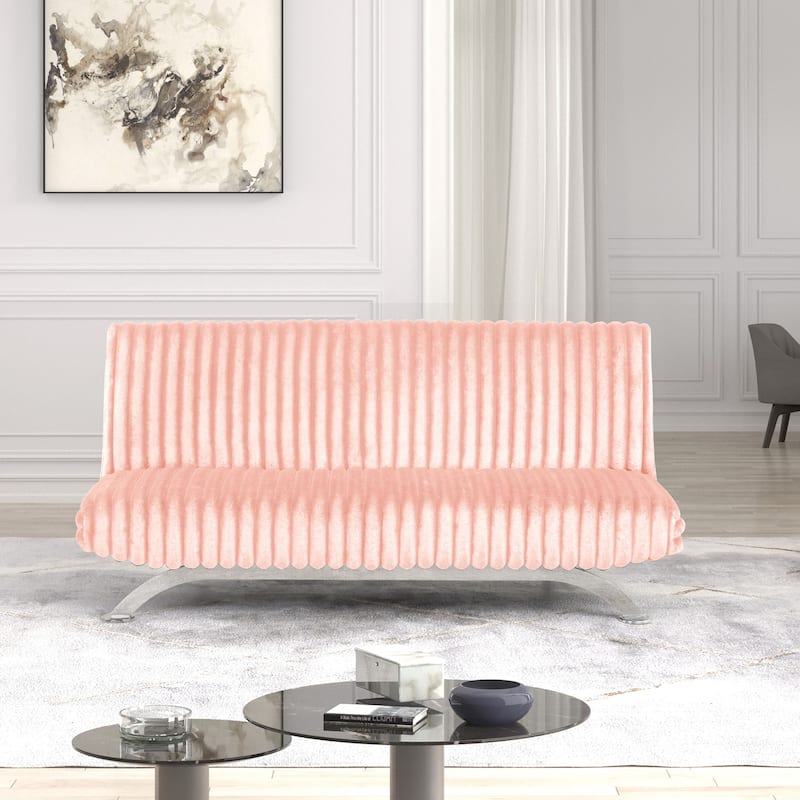 Furniture of America Draper II Modern Chenille Channel Tufted Fabric Futon Sofa Bed