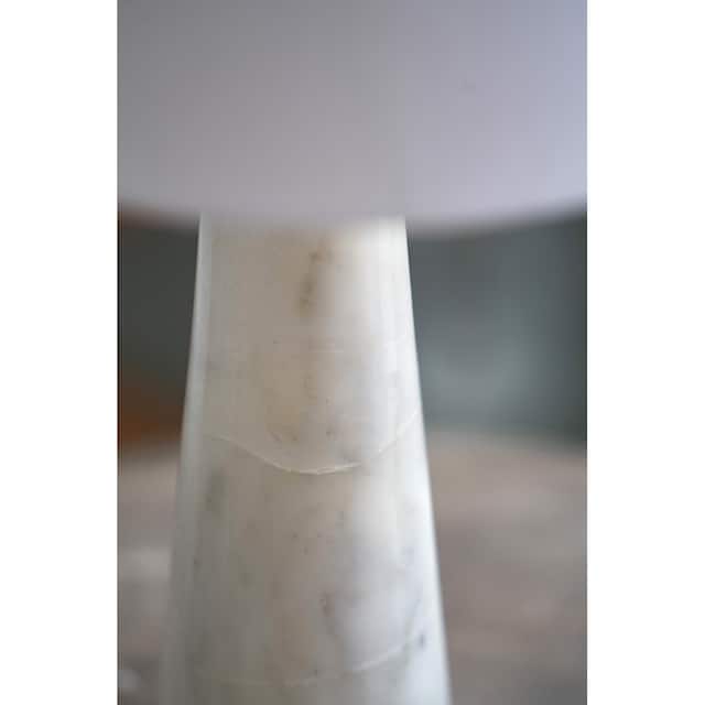 12x12x24" White Marble With Metal Contemporary Cone Table Lamp - 12x12x24
