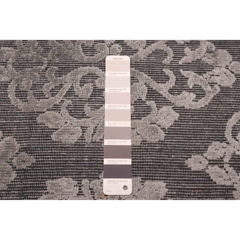 ECARPETGALLERY Hand Loomed Elysian Dark Grey Viscose, Wool Rug - 6'7 x 10'0