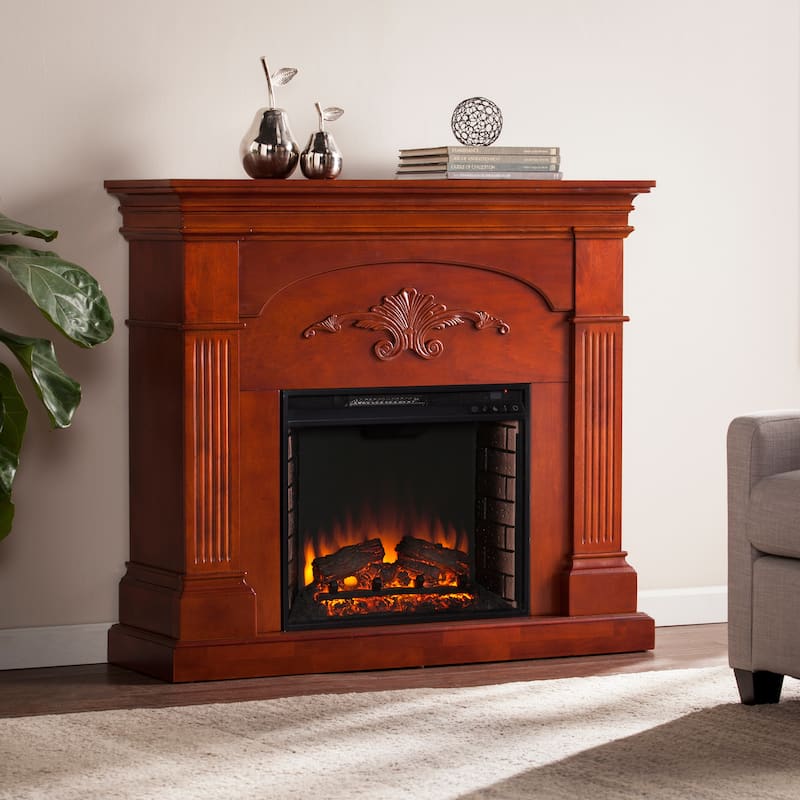 SEI Furniture Taber Mahogany Electric Fireplace