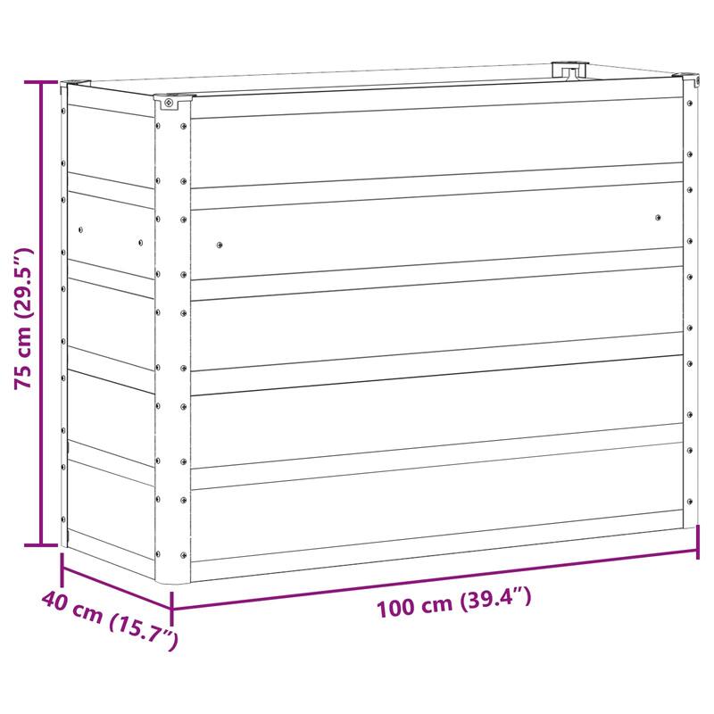 vidaXL Planter in Steel - 39.37 x 15.75 x 17.72"