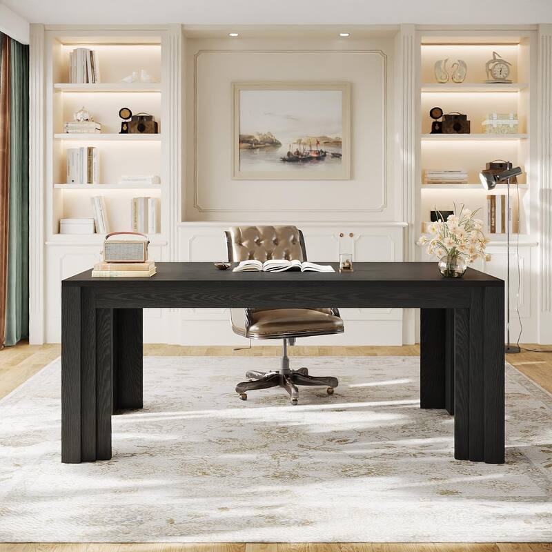 63-Inch Executive Desk, Large Home Office Computer Desk, Writing Table Business Workstation for Home Office, Conference Room