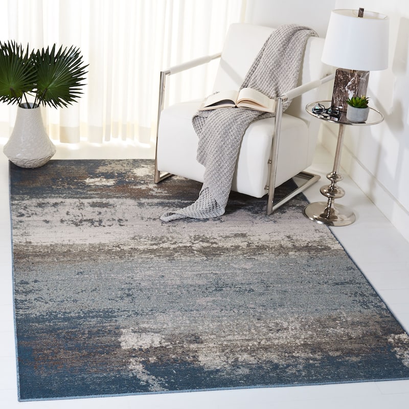 SAFAVIEH Noble Geziena Contemporary Polyester Rug - 5'1" x 7'6" - Light Blue/Grey