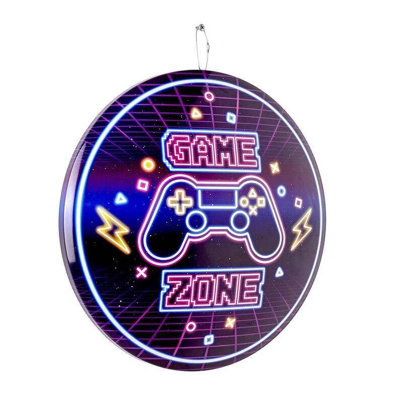 American Art Decor Round Dome Metal Sign - 15" x 15" - Game Zone