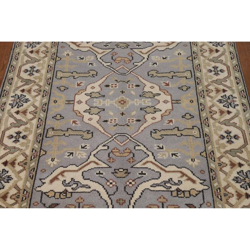 Oushak Oriental Accent Rug Hand-Knotted Blue Wool Carpet - 4'1"x 5'11"