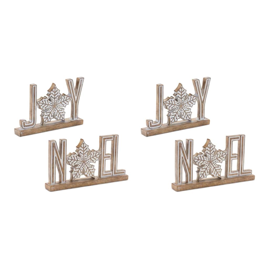 Set of 4 "Joy" and "Noel" Christmas Tabletop Signs 8.5"