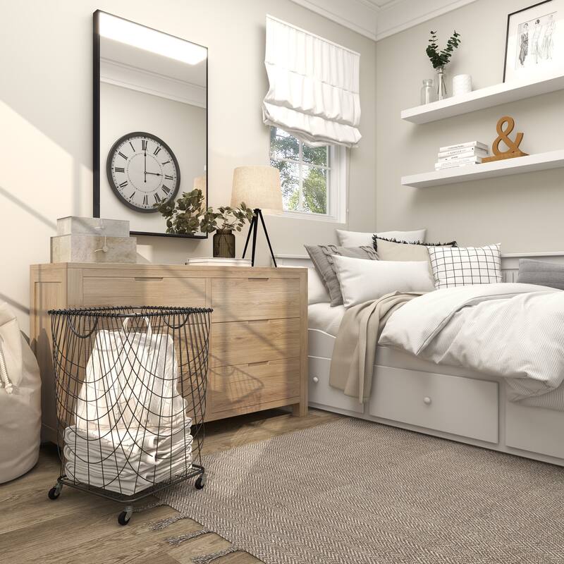 CosmoLiving by Cosmopolitan 26x16 Metal Rolling Storage Basket - 16"L x 16"W x 24"H