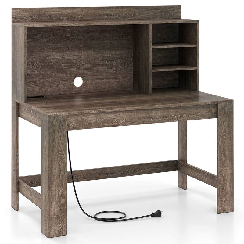 Costway Computer Desk with Hutch 2 Power Outlets USB & Type-c charging - See Details