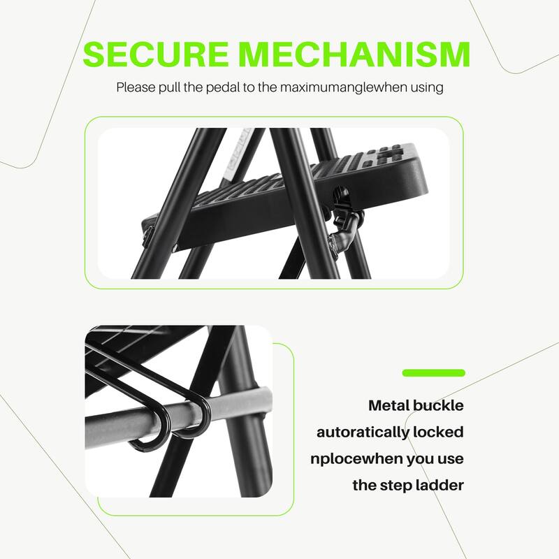 Heavy Duty 2-step Folding Ladder Stool, 800lbs Capacity, Sturdy Portable Step Stool for Home Kitchen and Outdoor