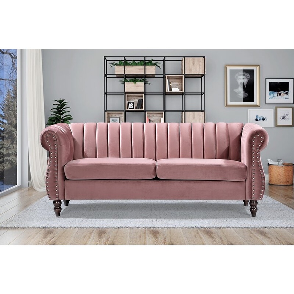 Capri 60 inch Velvet Rolled Arms Chesterfield Sofa Bed Bath Beyond 31244452