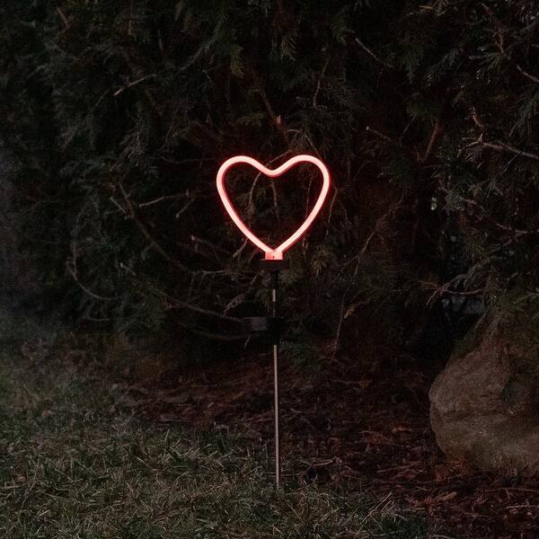 Solar LED Neon Heart Outdoor Garden Decor Stake Light On Sale Bed