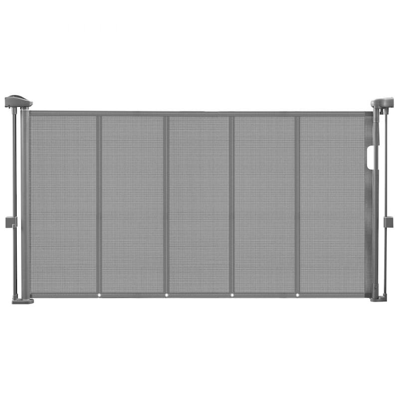 Retractable Mesh Safety Baby Gate with Anti-Crawl Strip and One-Handed Operation for Kids or Pets
