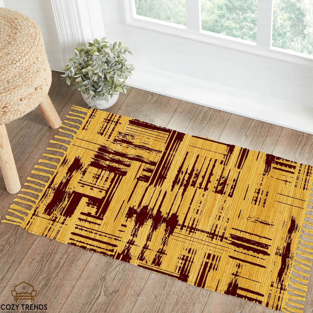 Hand Woven Cotton Area Rug Rag for Hallway, Kitchen, Entryway Living Room - 24''x36'' | 2'x3'
