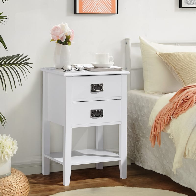 VECELO Modern Nightstands with 2-Drawers and Storage Shelf (Set of 2)
