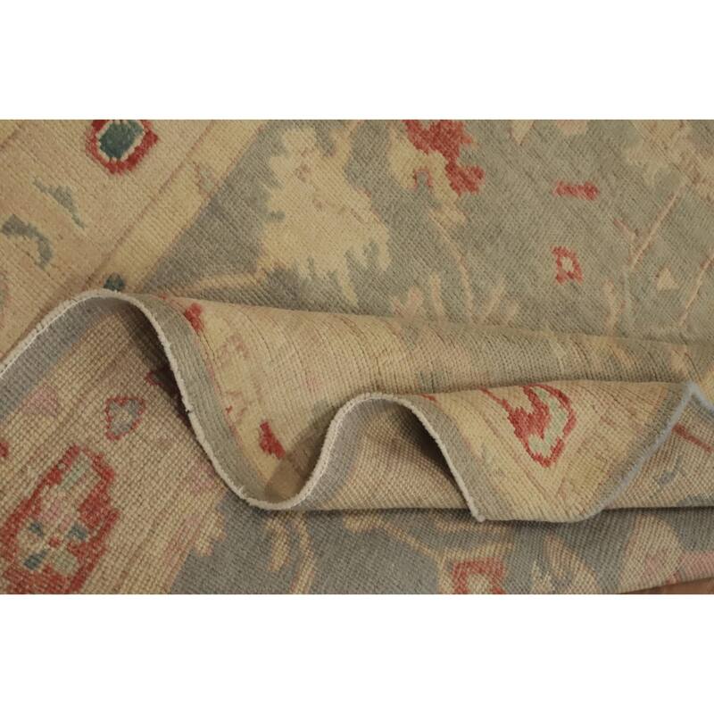 Hand Knotted Oriental 100% Wool Carpet Transitional Floral Green Oushak Area Rug - 6' 11'' X 4' 1''