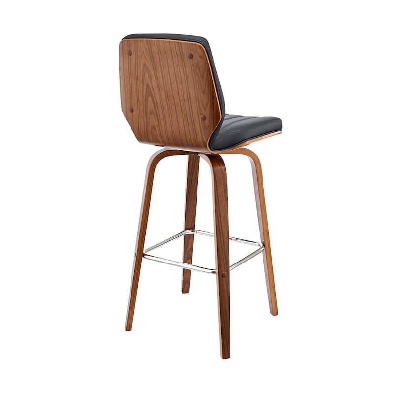 Faux Leather Swivel Bar Chair with Iron Frame and Round Seat