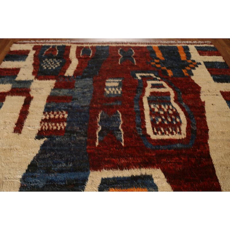 Tribal Geometric Moroccan Wool Area Rug Hand-knotted Oriental Carpet - 8'2" x 10'3"