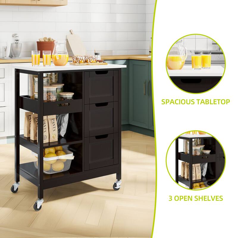 Kitchen Island Cart with Storage, Rolling Kitchen Island e on Wheels with Worktop