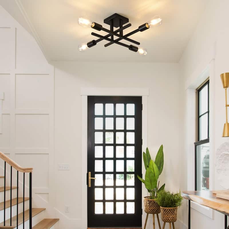 4-Light Modern Semi-Flush Mount Light for Kitchen Bedroom Living Room