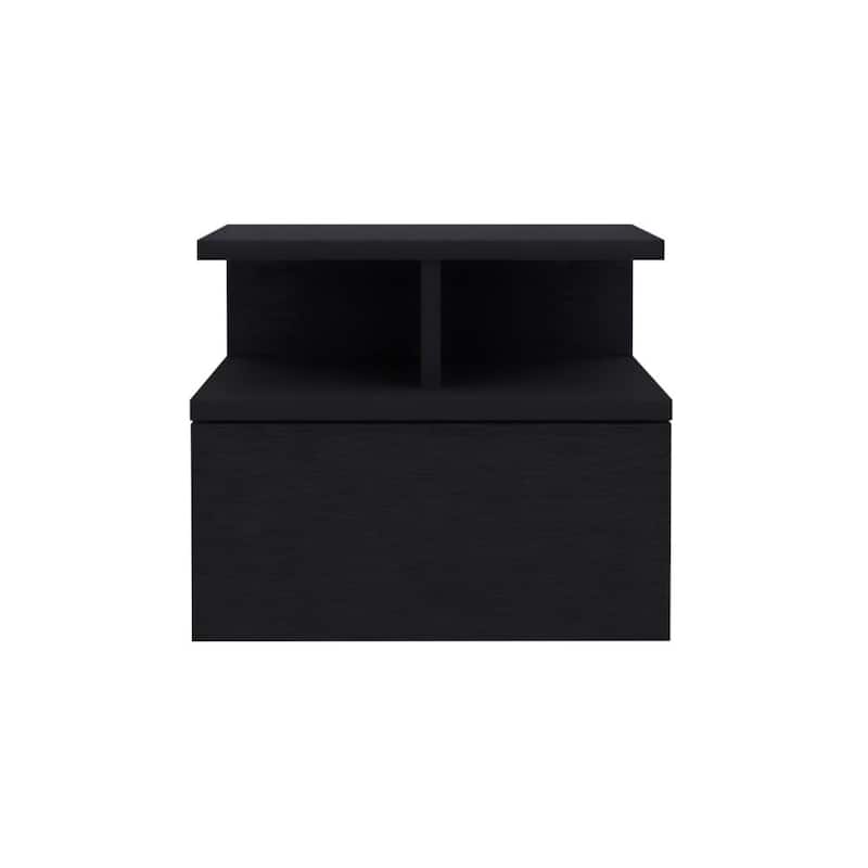 Floating Nightstand , End Table, Side Table Drawer, Open Top Shelves
