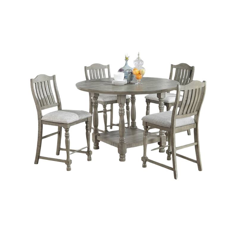 Light Grey Dining Table Round Dining Table 1pc Table Only Open Shelf Acacia Veneer Dining Room Furniture