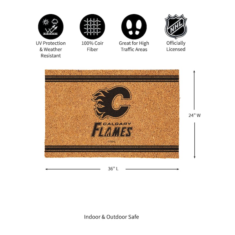 Calgary Flames Monochrome Indoor/Outdoor Coir Door Mat