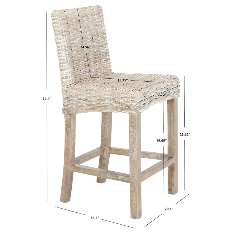SAFAVIEH Nazmije Rattan 24-inch Counter Stool - 20Wx19Dx37H