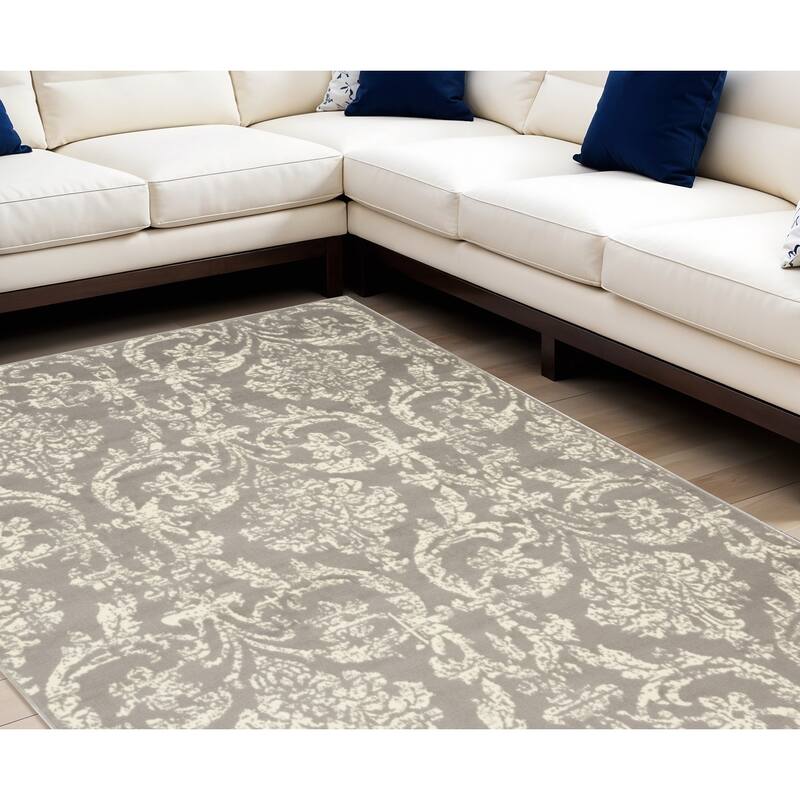 Bulad Power Loomed Distressed Area Rug By HomeRoots - 108' X '72' X '0.5 - 108' X '72' X '0.5 - Gray and Ivory - Rectangle