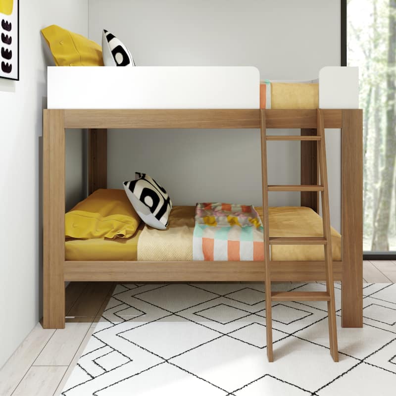 Max and Lily Mid-Century Modern Twin over Twin Bunk Bed