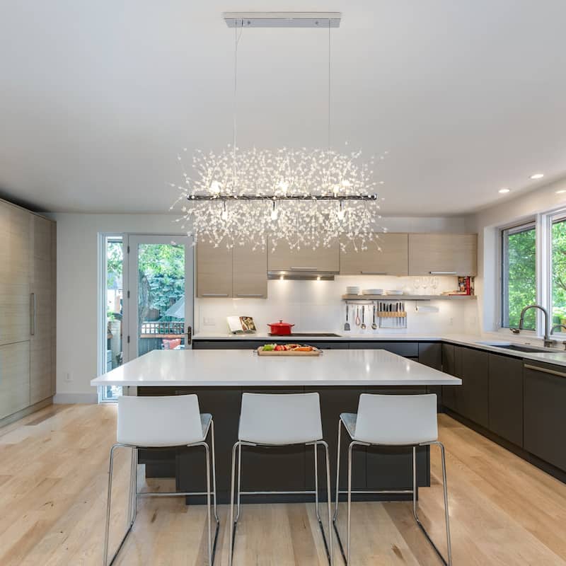 9-Light Modern Firework Crystal Chandelier for Dining Room Living Room Bedroom, Classic Semi Flush Mount Chandelier